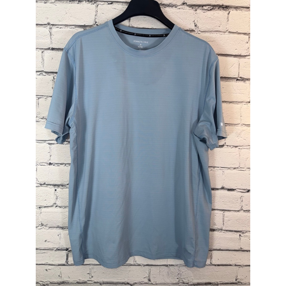 Men's Kenneth Cole Blue Active Short Sleeve Tee XL Gym Shirt Running Reflective